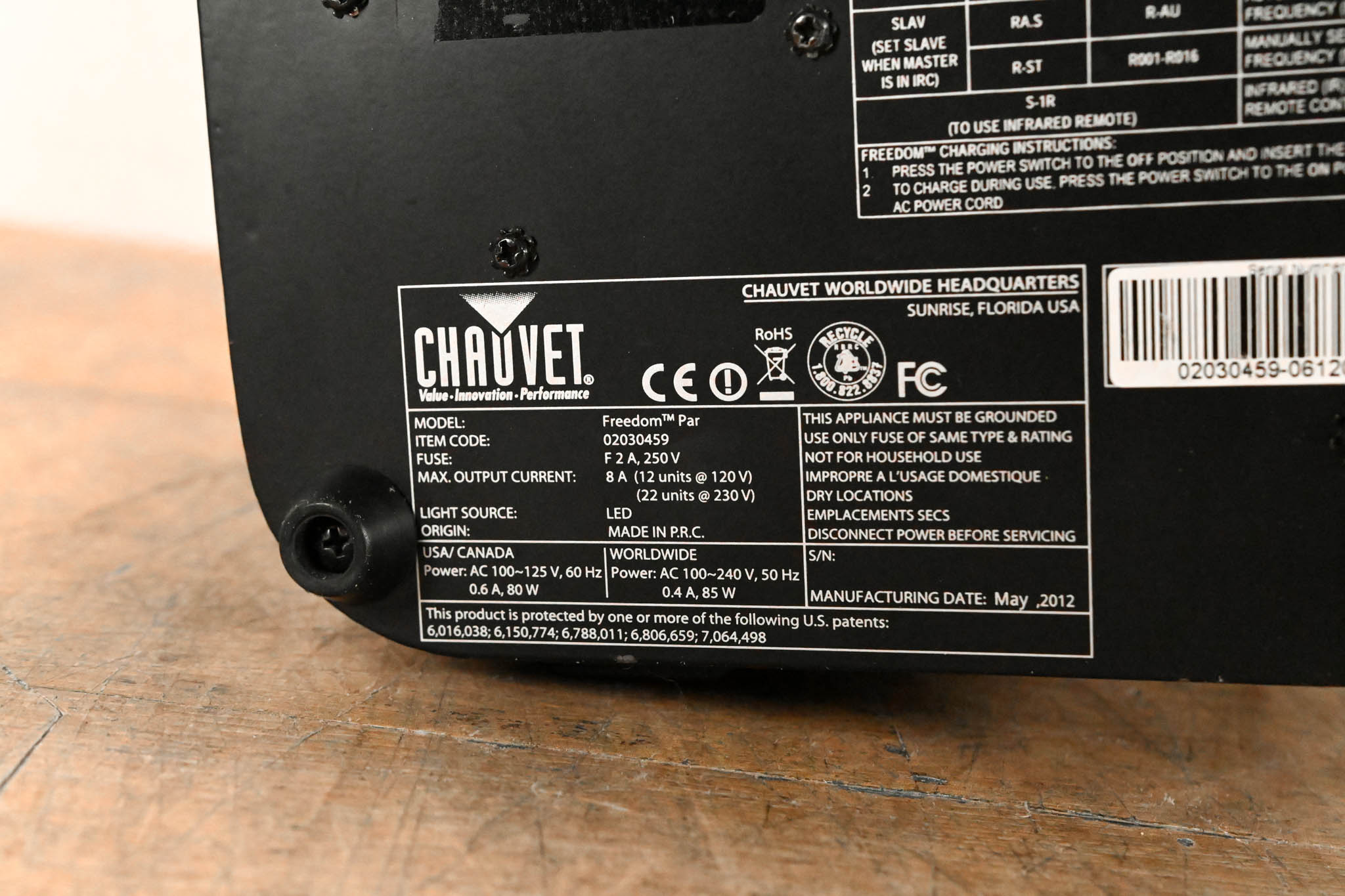 Chauvet Freedom Par RGBA Wireless LED Par