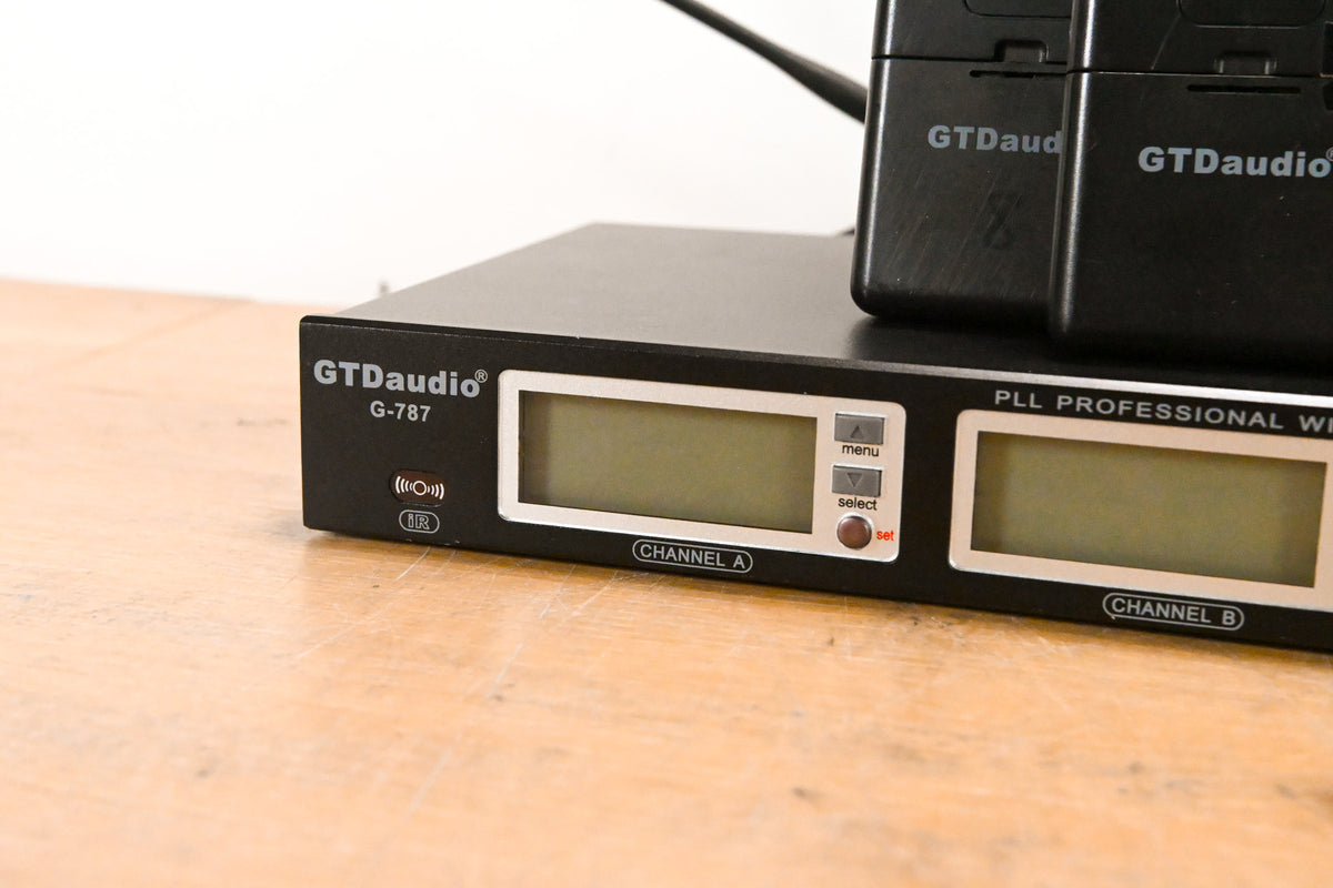 GTD Audio G-787 PLL Pro Wireless Mic Receiver w/ 4 Beltpacks (NO PSU)