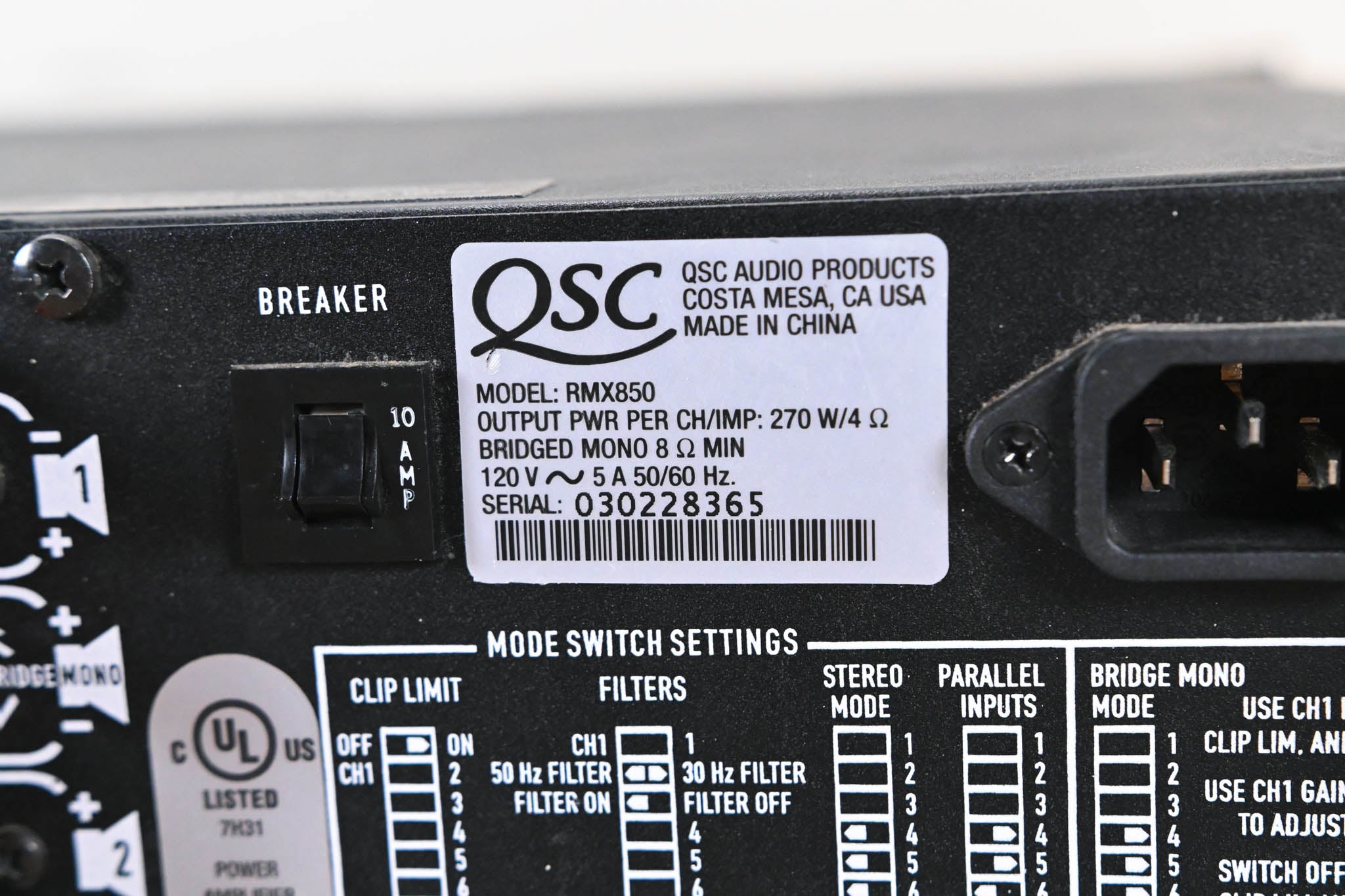 QSC RMX850 2-Channel Power Amplifier