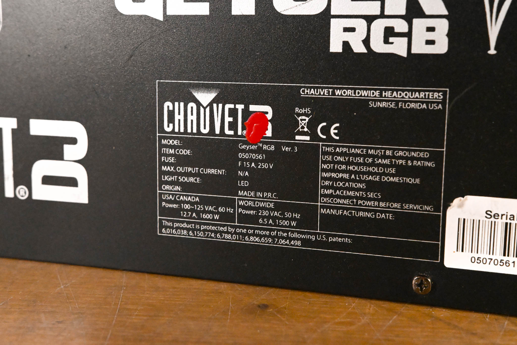 Chauvet Geyser RGB Ver 3 LED Lighting Effect and Fog Machine