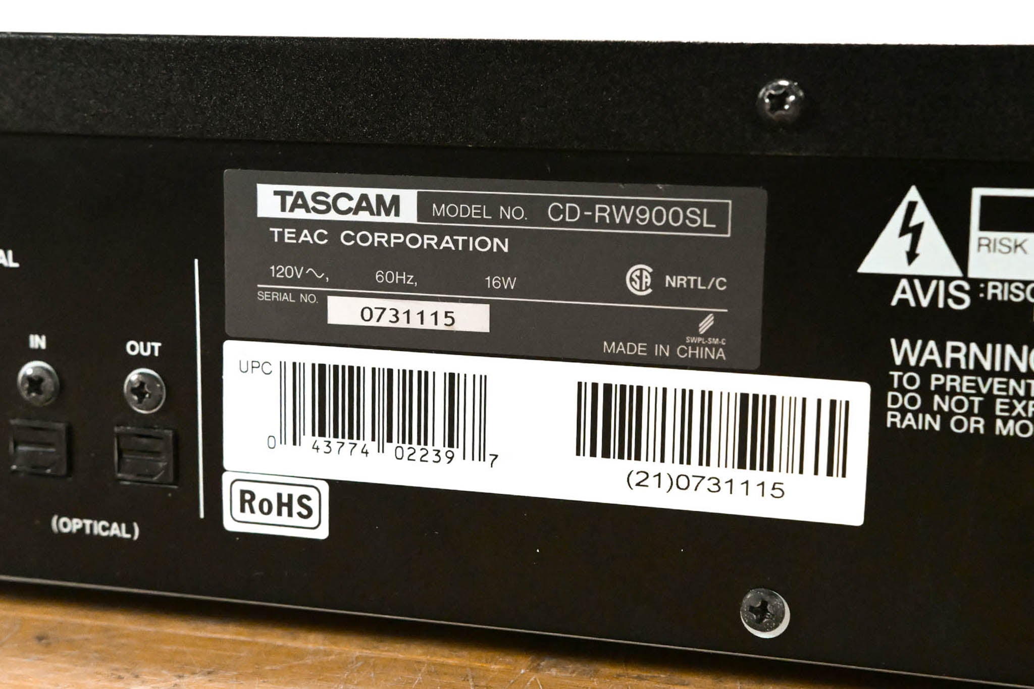 TASCAM CD-RW900SL CD Rewritable Recorder