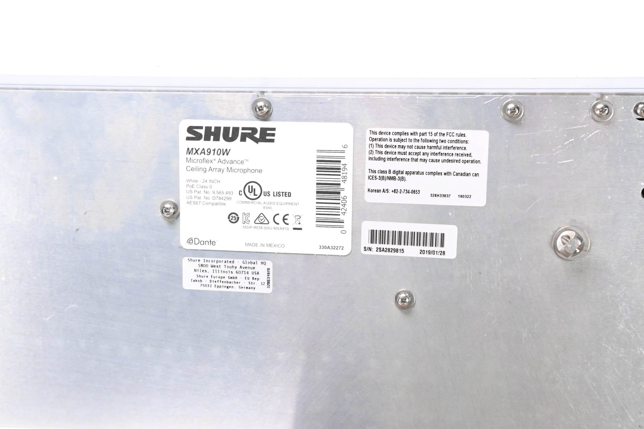 Shure MXA910W Ceiling Array Microphone