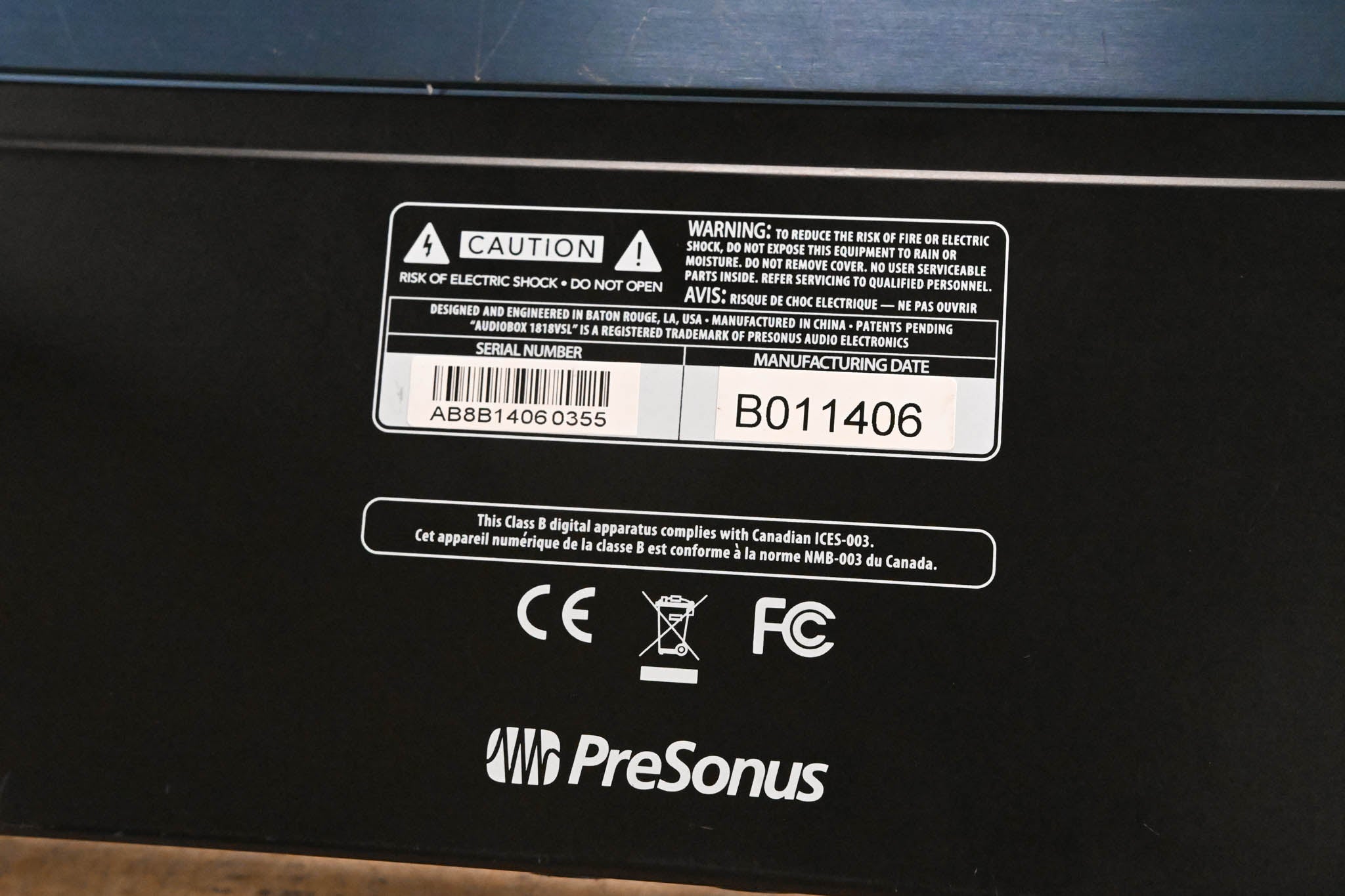 PreSonus 1818VSL USB 2.0 Digital Audio Interface (NO POWER SUPPLY)