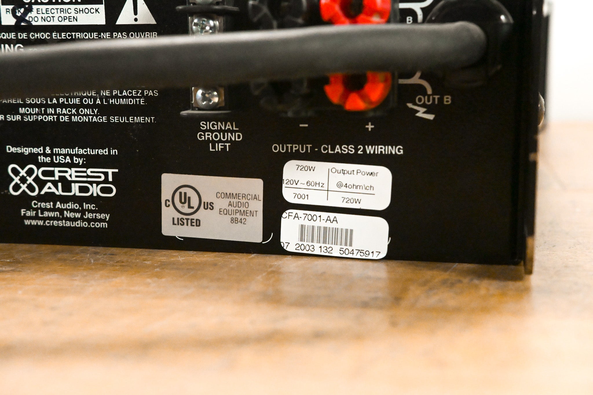 Crest Audio 7001 2-Channel Power Amplifier