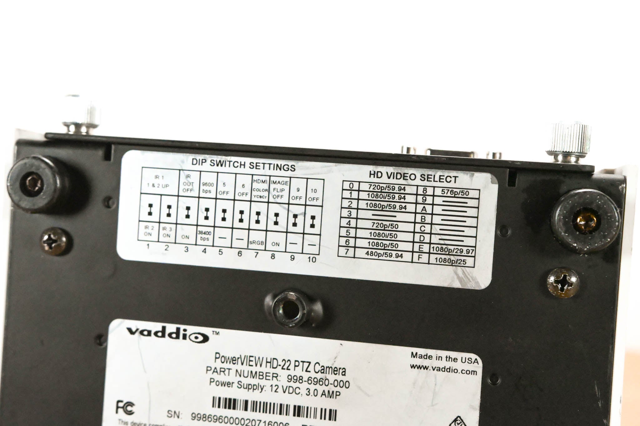 Vaddio PowerVIEW HD-22 HD Integrated Robotic PTZ Camera NO POWER SUPPLY