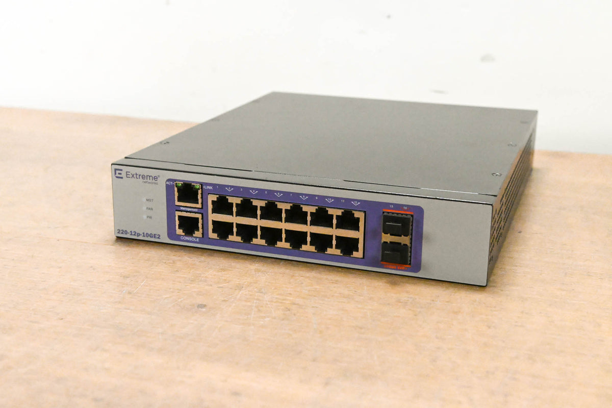 Extreme Networks 220-12P-10GE2 12-Port PoE+ 10 Gigabit Ethernet Switch