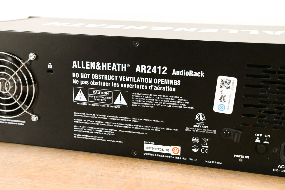 Allen & Heath AR2412 24x12 AudioRack for Qu, Avantis, and SQ Mixers