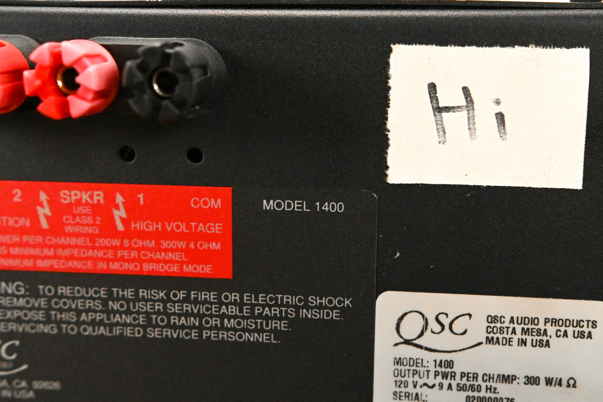 QSC Model 1400 2-Channel Power Amplifier
