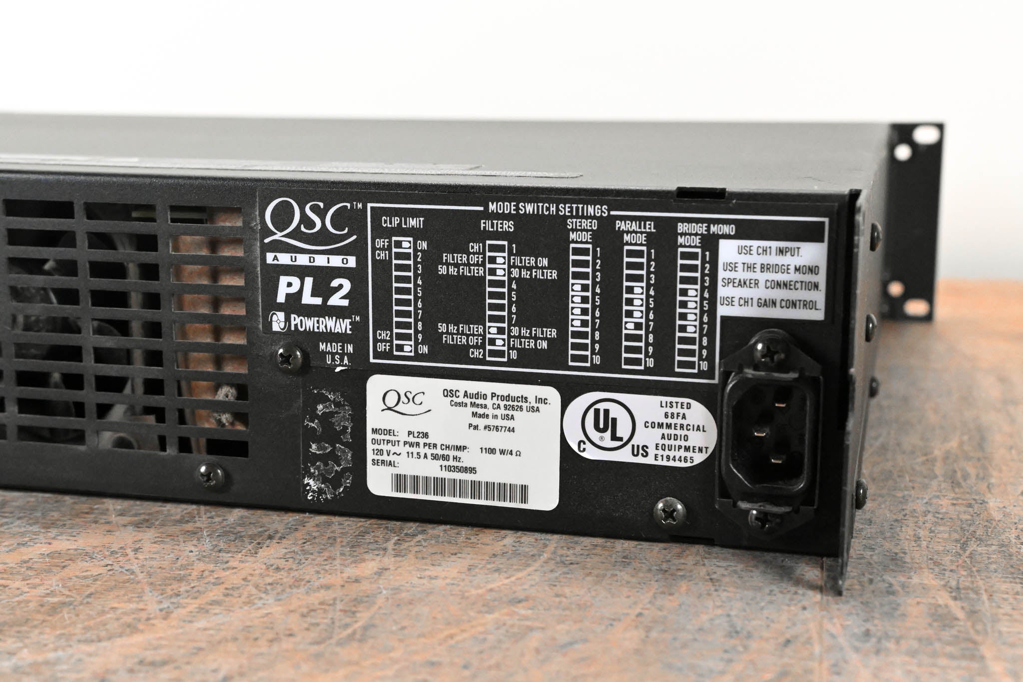 QSC PL236 PowerLight 2 Series 2-Channel Power Amplifier