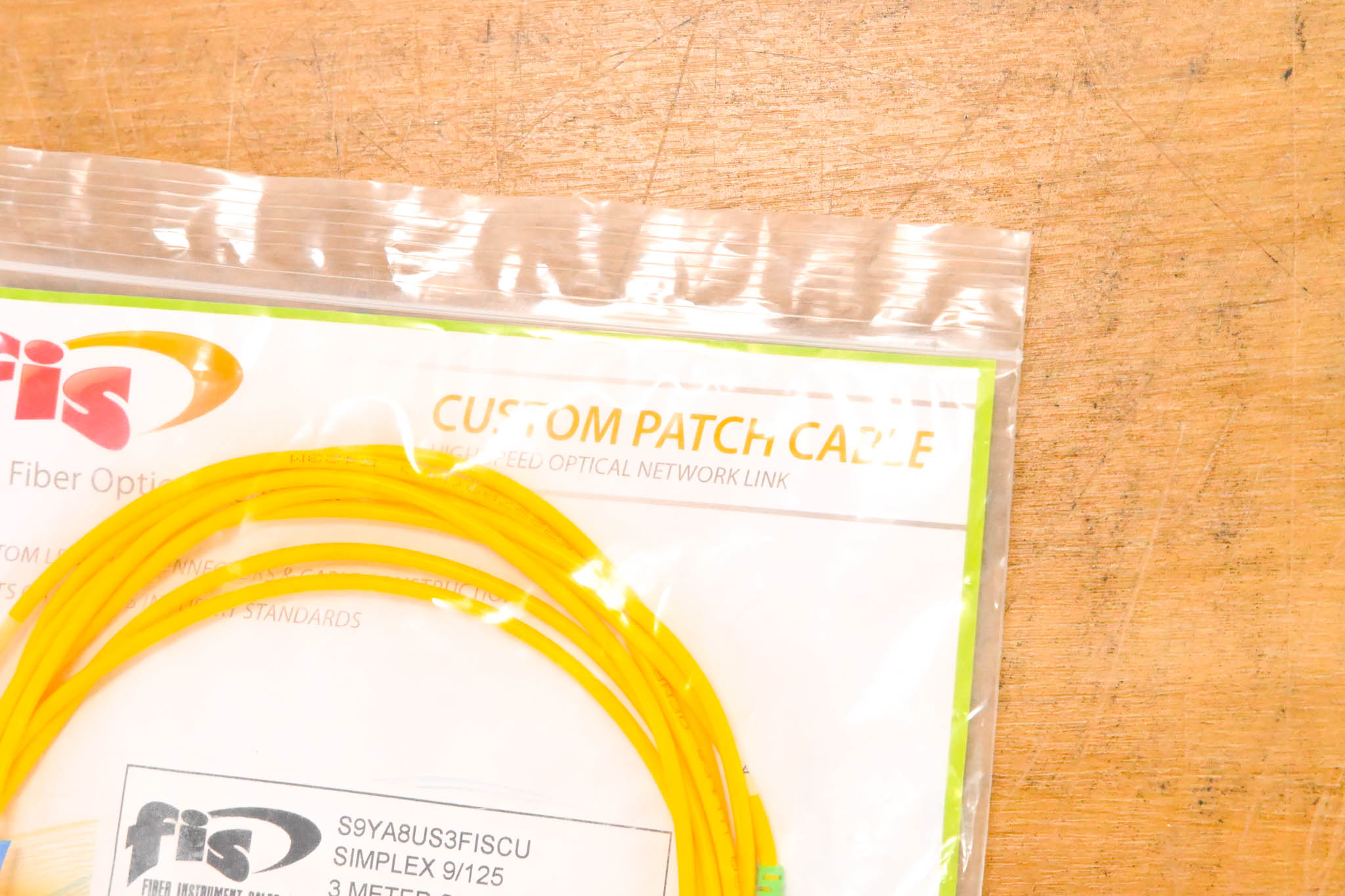 FIS SC/APC-ST/UPC Simplex Single Mode Fiber Cable - 3m