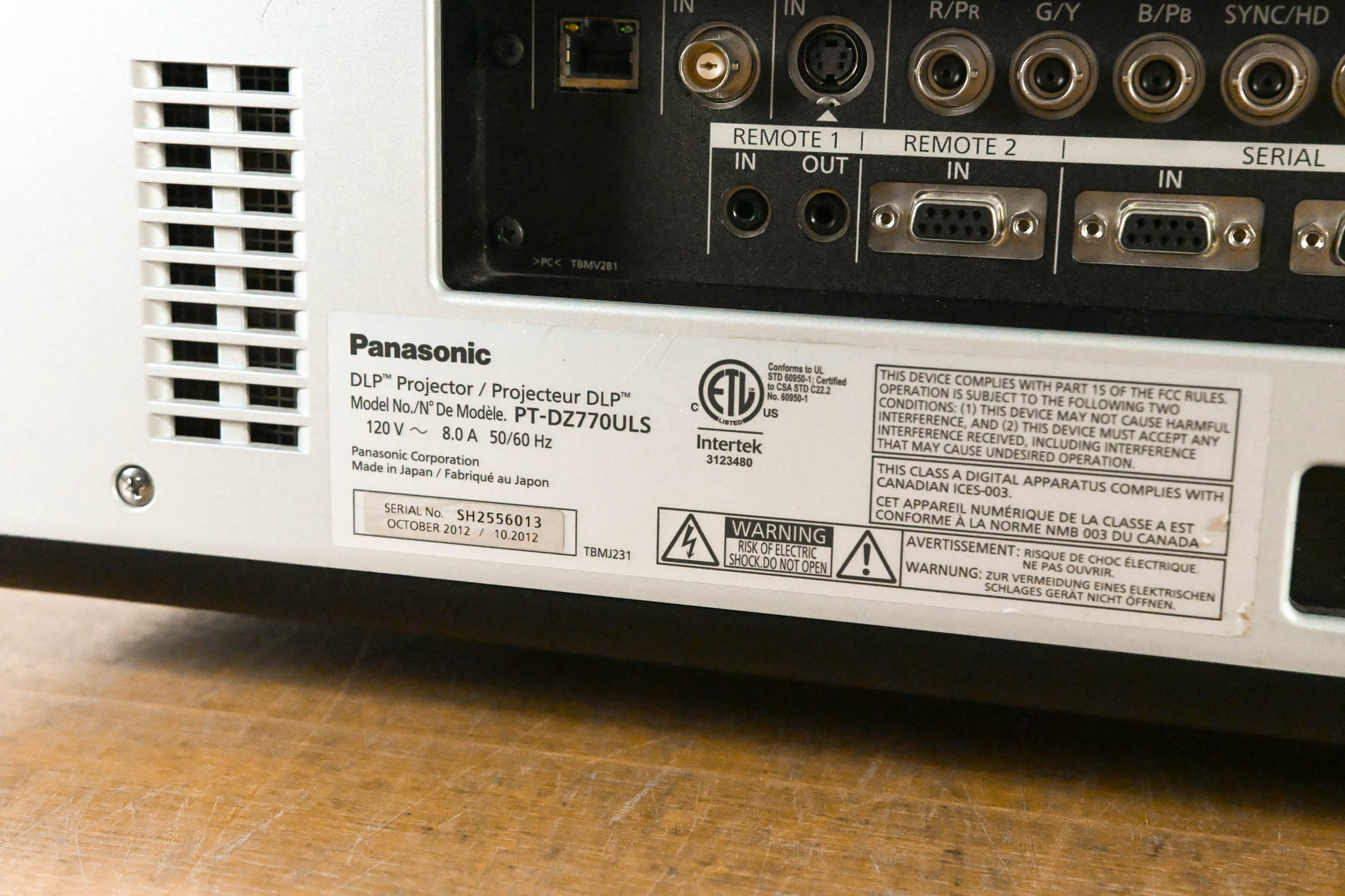 Panasonic PT-DZ770ULS Professional WUXGA DLP Projector w/ Lens