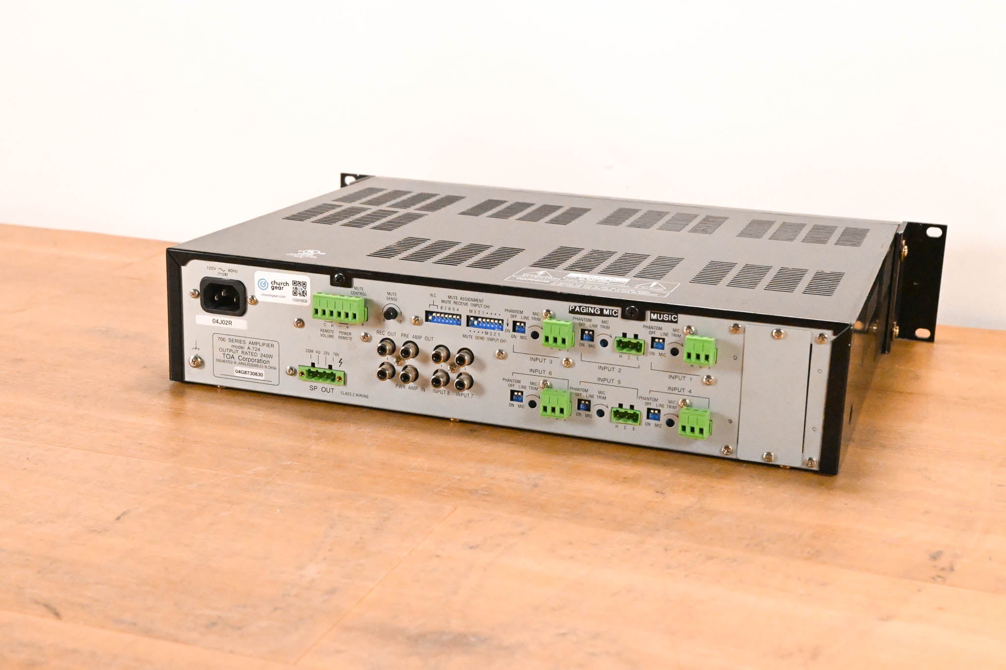 TOA A-724 240-Watt Rackmount Amplifier/Mixer