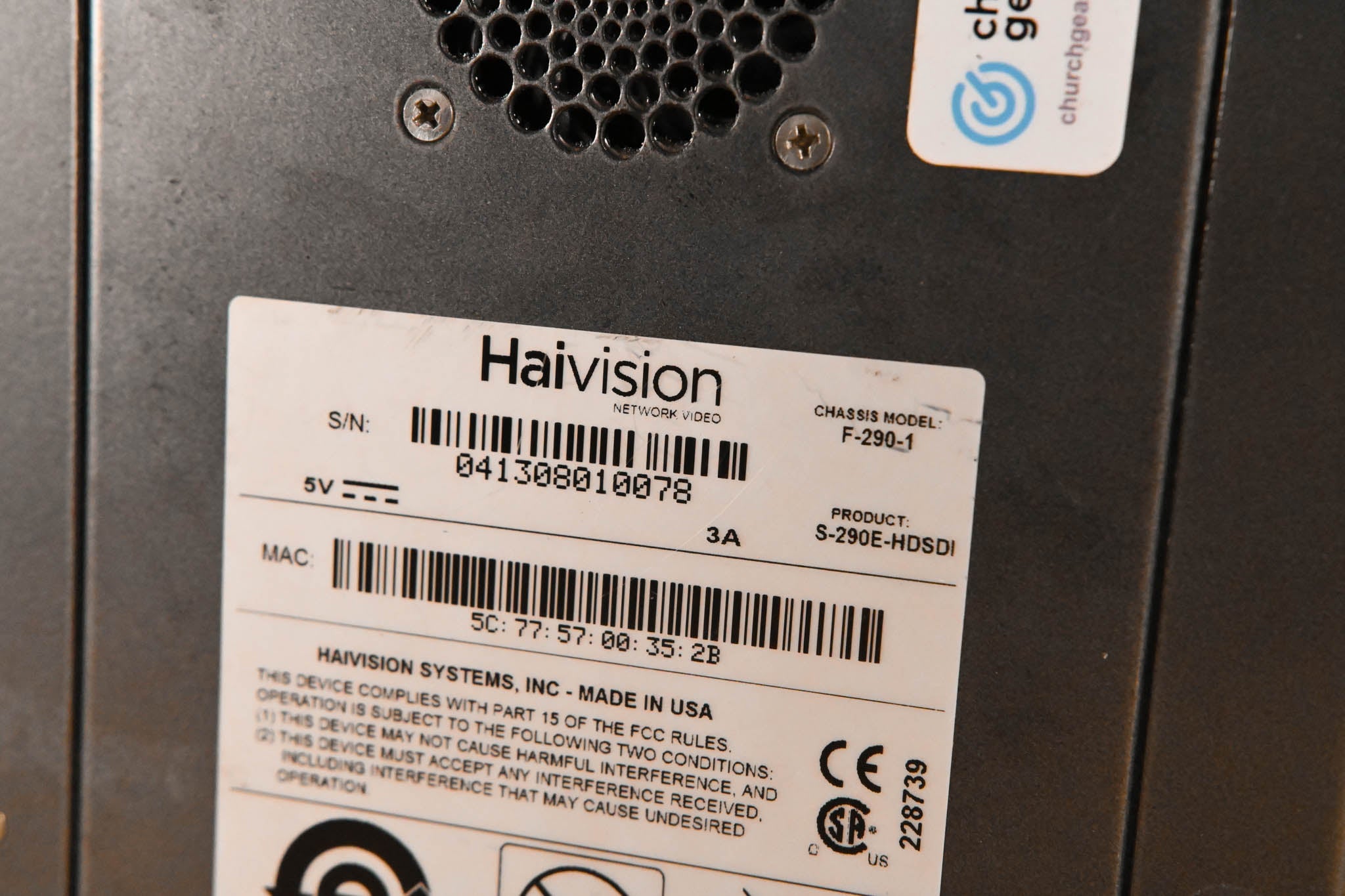 HaiVision S-290E-HDSDI Makito 3G-SDI Encoder Appliance (NO POWER SUPPLY)