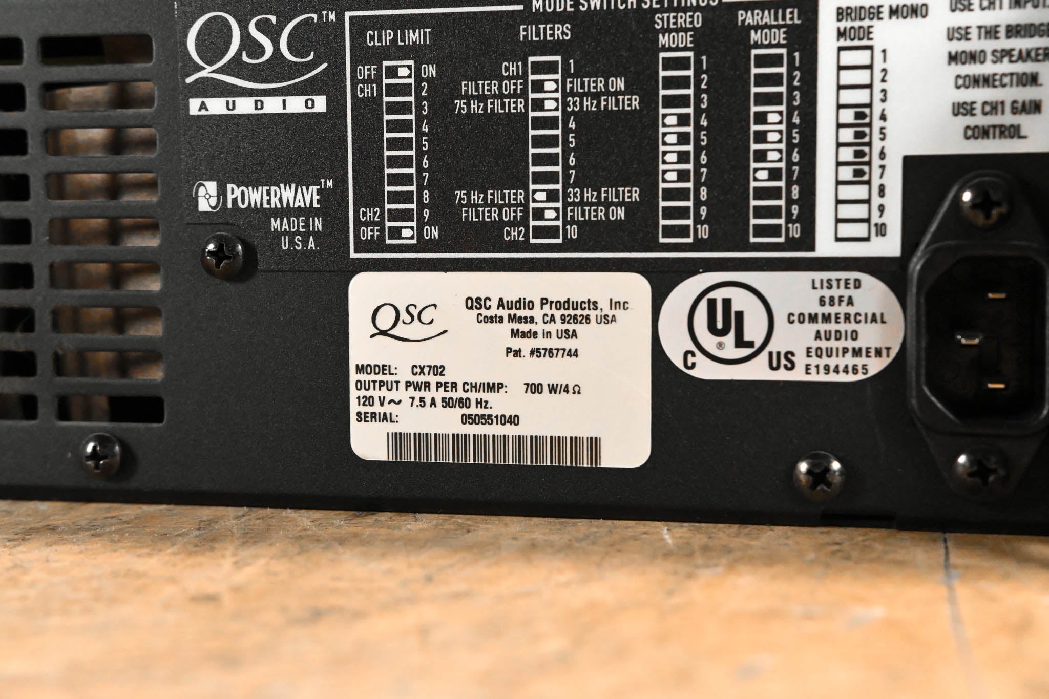 QSC CX702 2-Channel 700W Power Amplifier