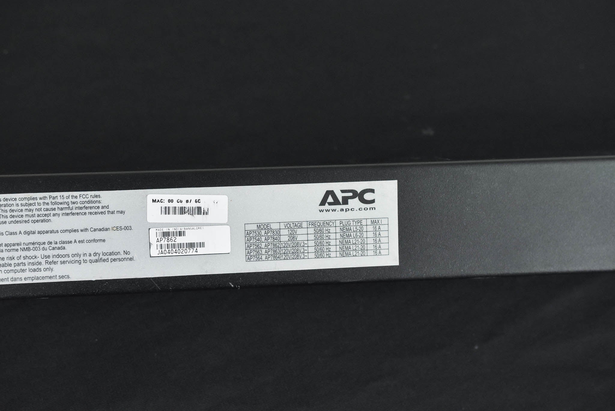APC AP7862 Metered Rack PDU