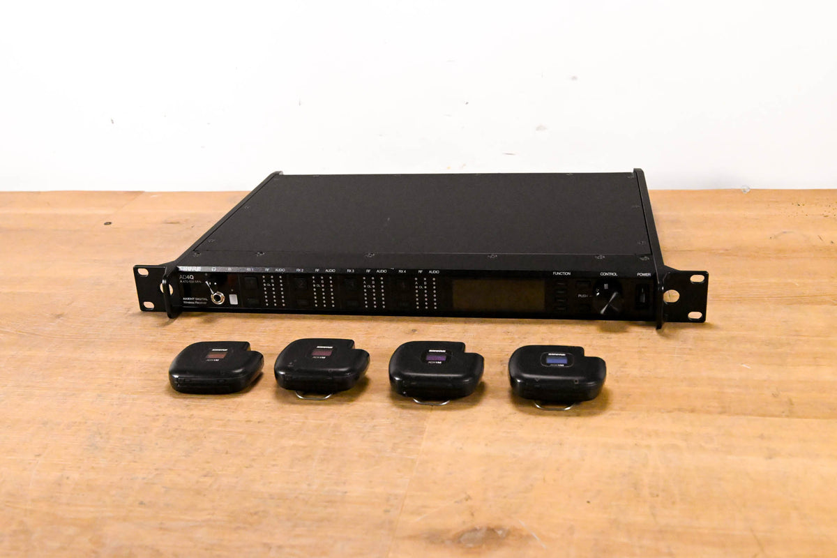 Shure AD4Q Receiver w/ four ADX1M Micro Bodypack Transmitters - A Range
