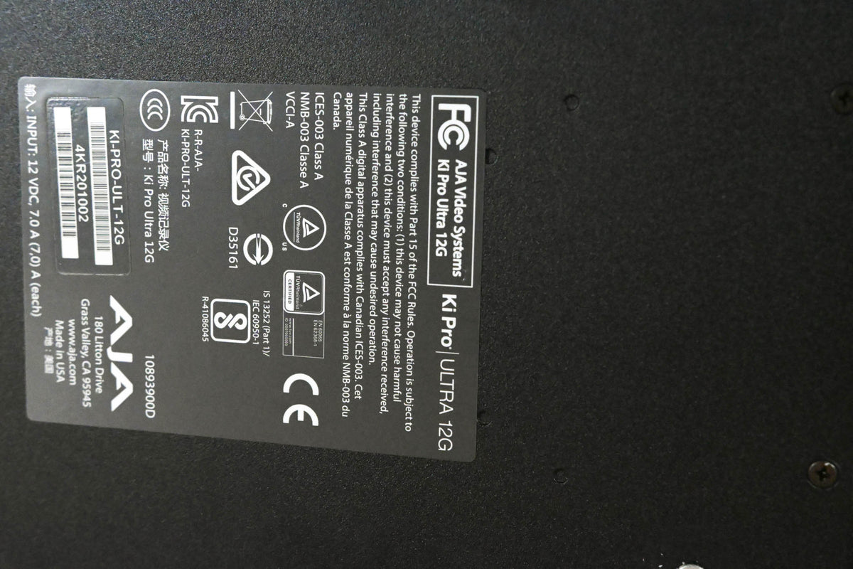 AJA Ki Pro Ultra 12G DCI/UHD/HD Recorder/Player (NO POWER SUPPLY)