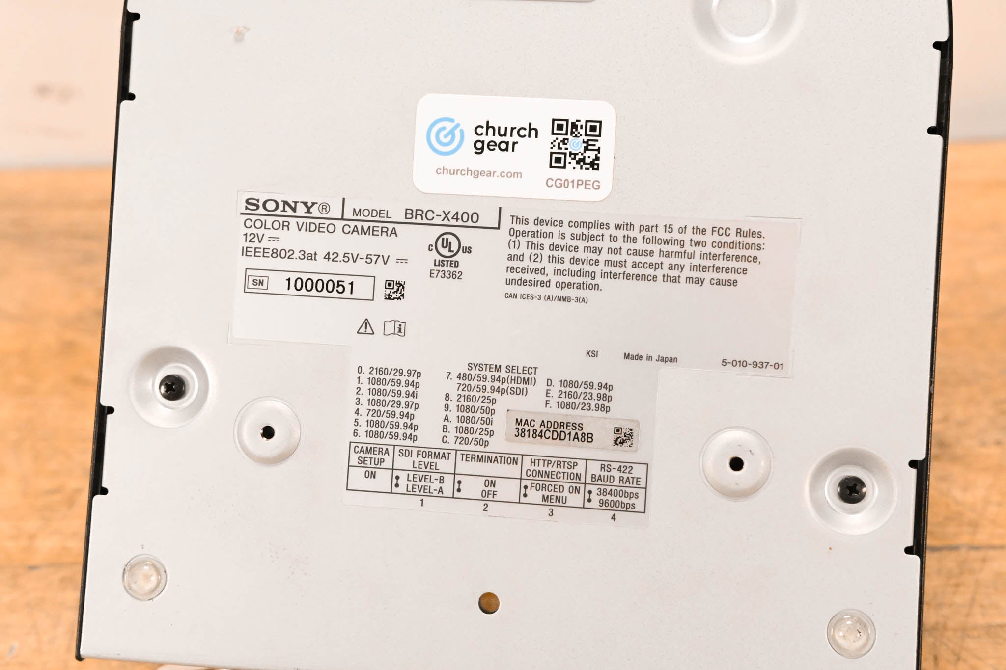 Sony BRC-X400 4K PTZ Camera with NDI | HX & 20x Optical Zoom (NO PSU)