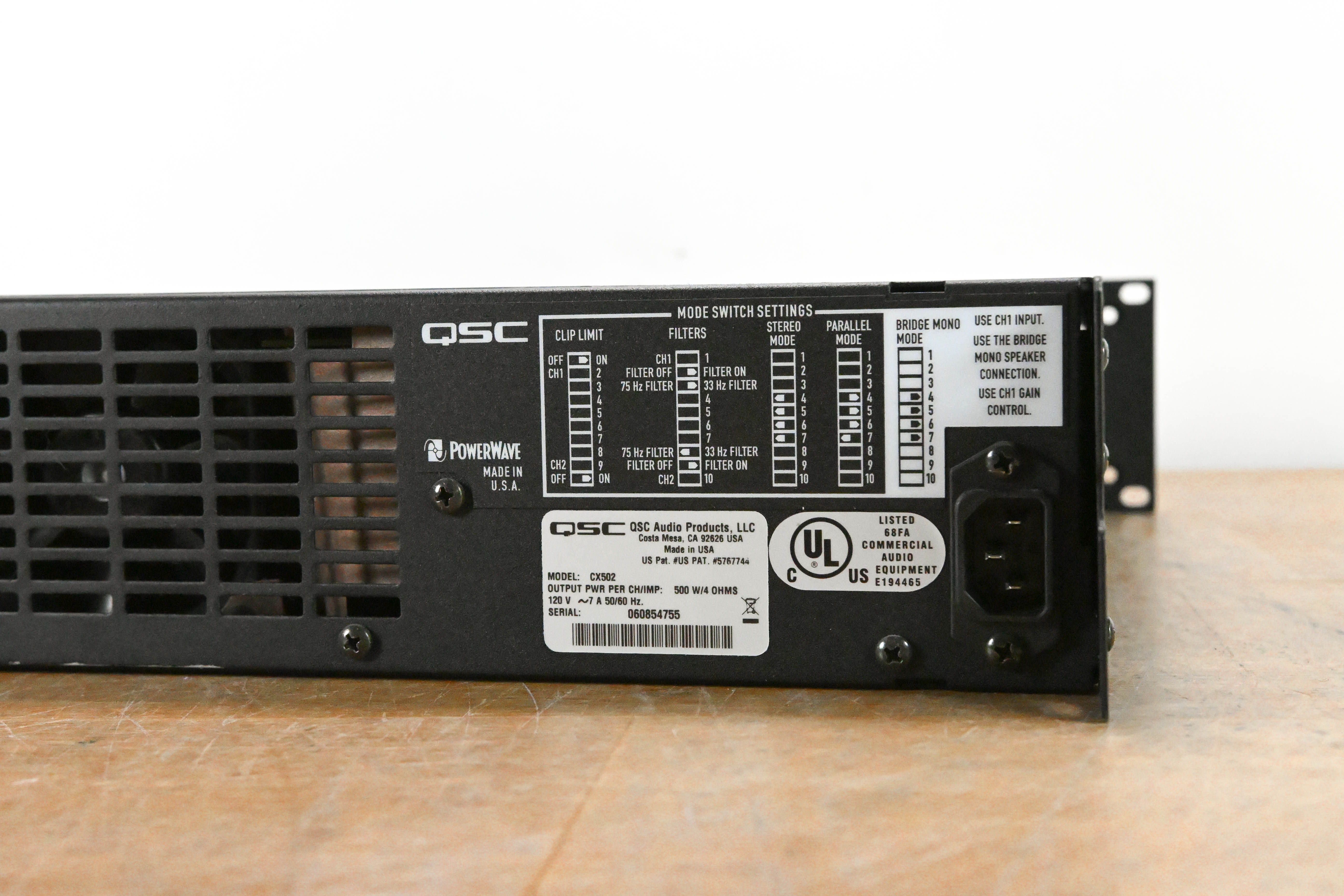 QSC CX502 2-Channel Power Amplifier