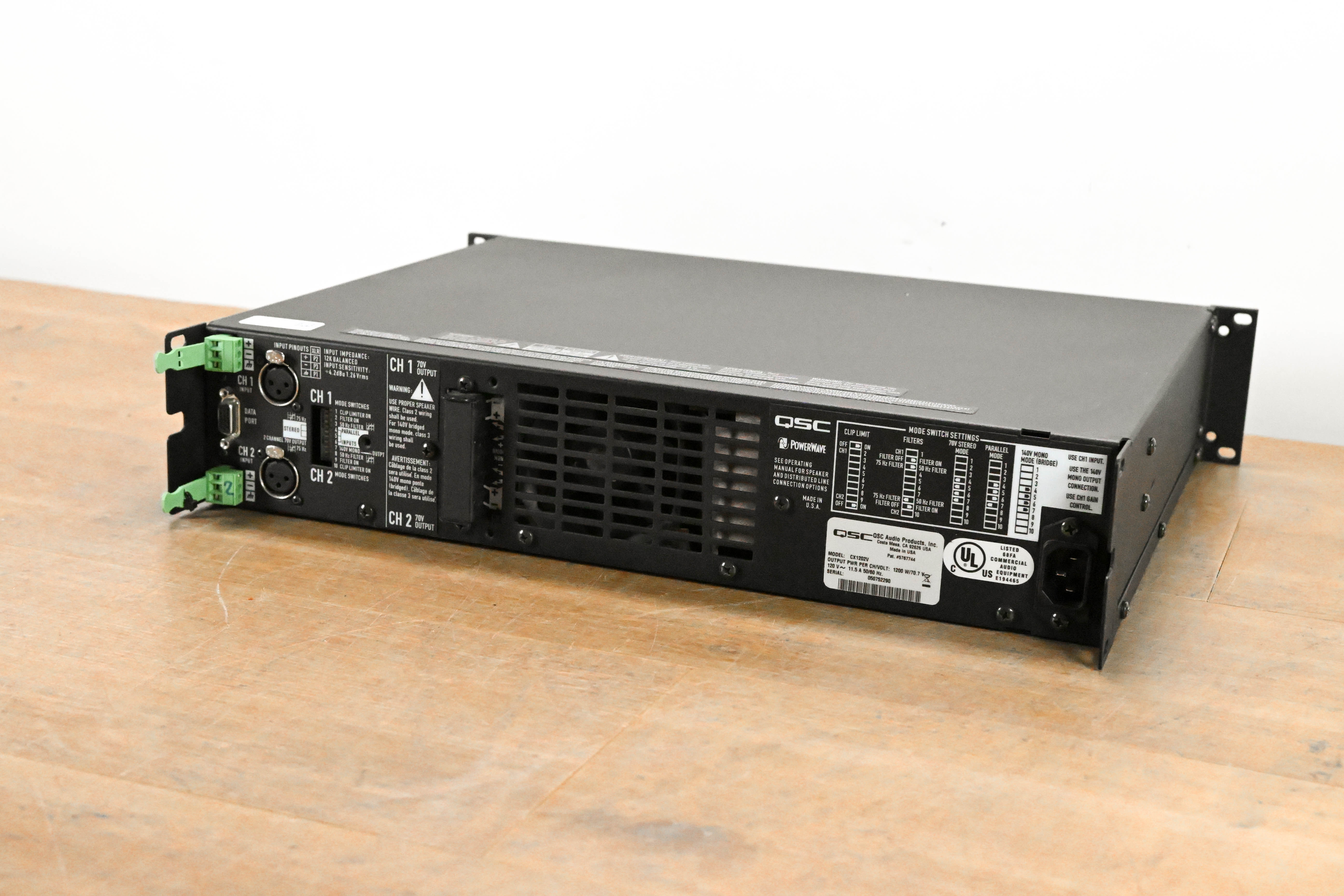 QSC CX1202V 1200W 70V 2-Channel Power Amplifier