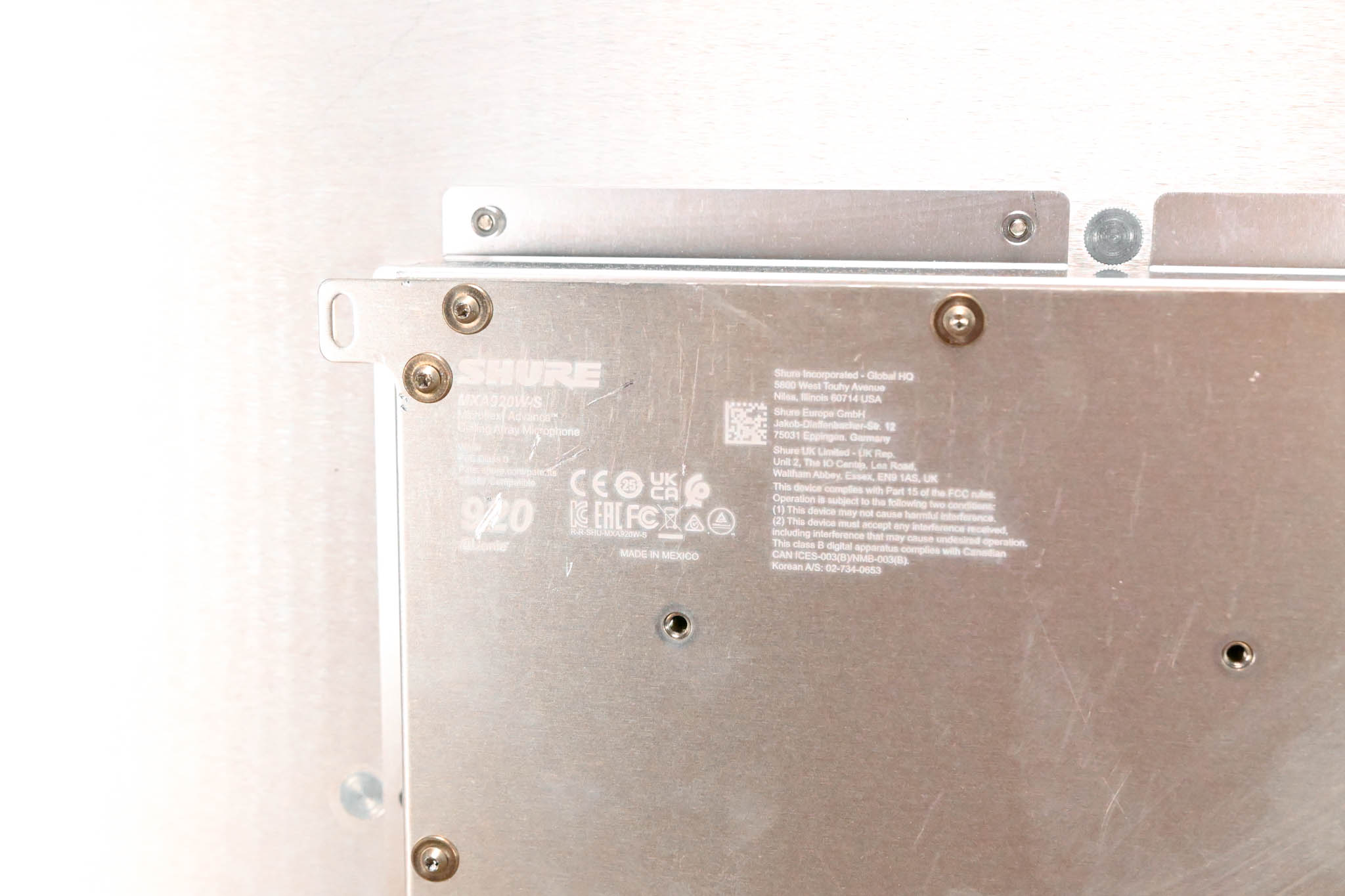 Shure MXA920W-S Square 24" Ceiling Array Microphone