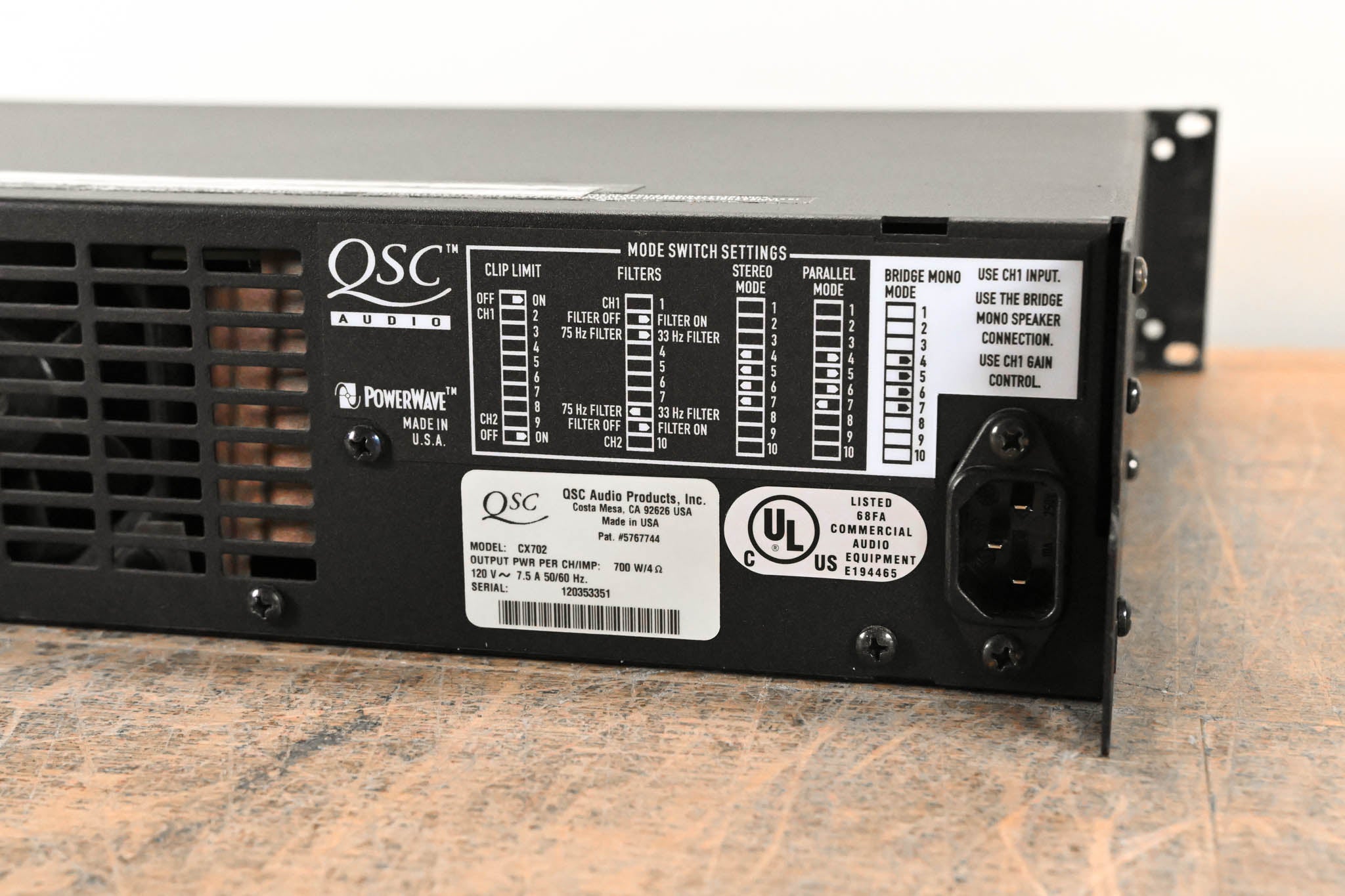 QSC CX702 2-Channel 700W Power Amplifier