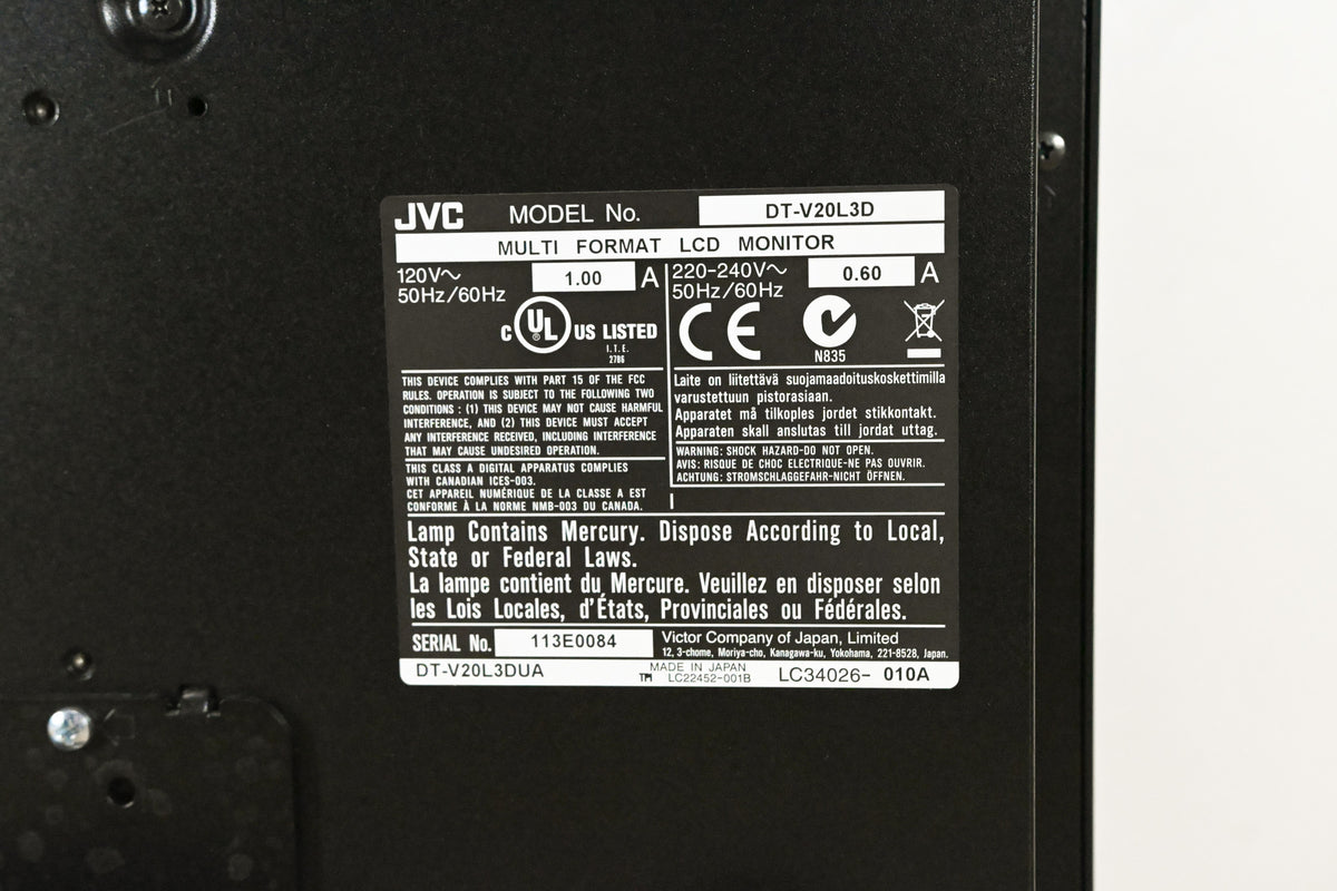 JVC DT-V20L3D 20-inch HD Multi-Format LCD Studio Monitor
