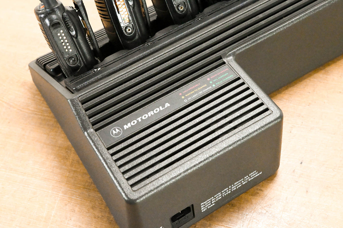 Motorola HT750 Portable Radio (Pack of 6) with 6-Bay Charging Station