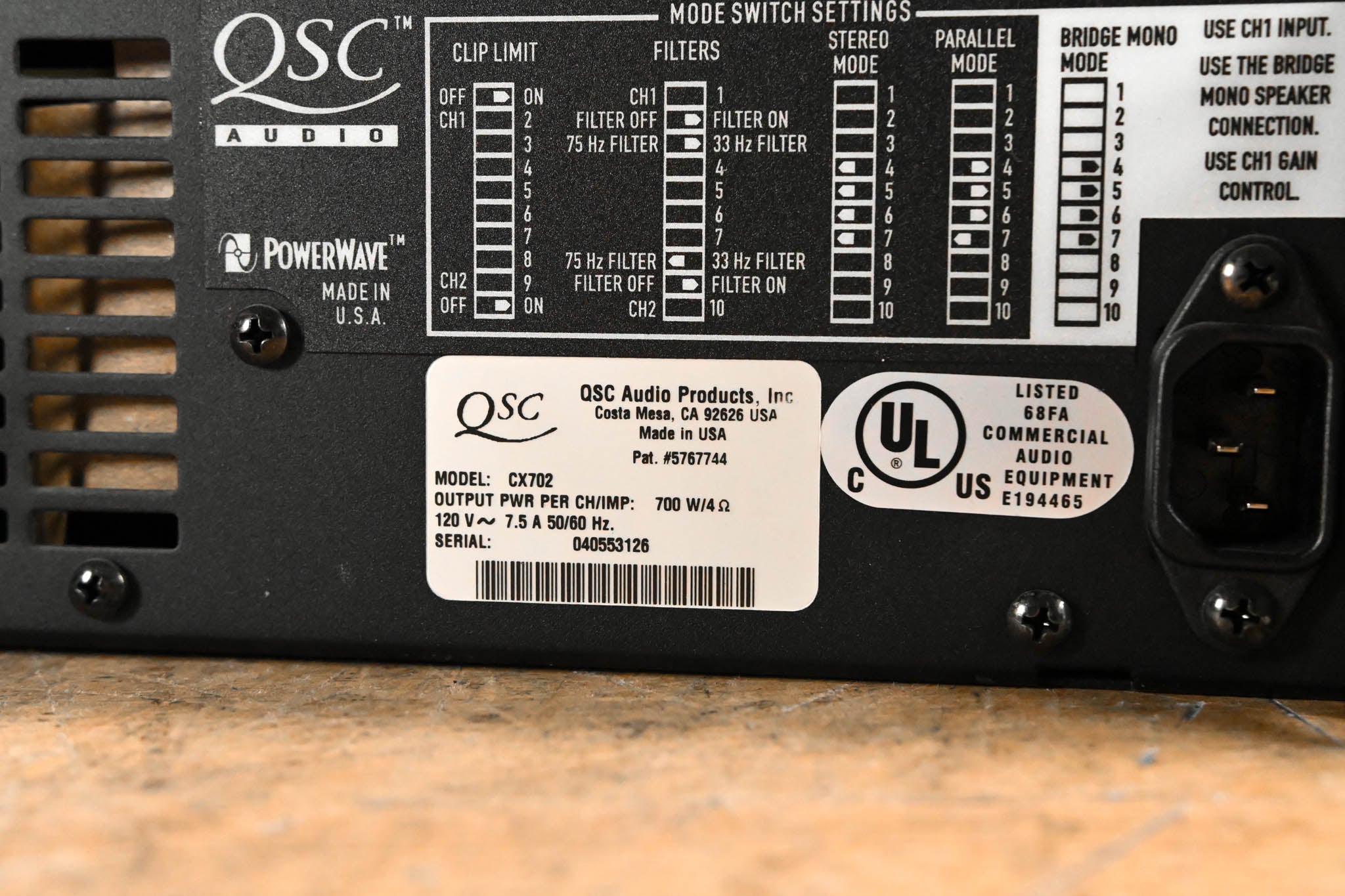 QSC CX702 2-Channel 700W Power Amplifier