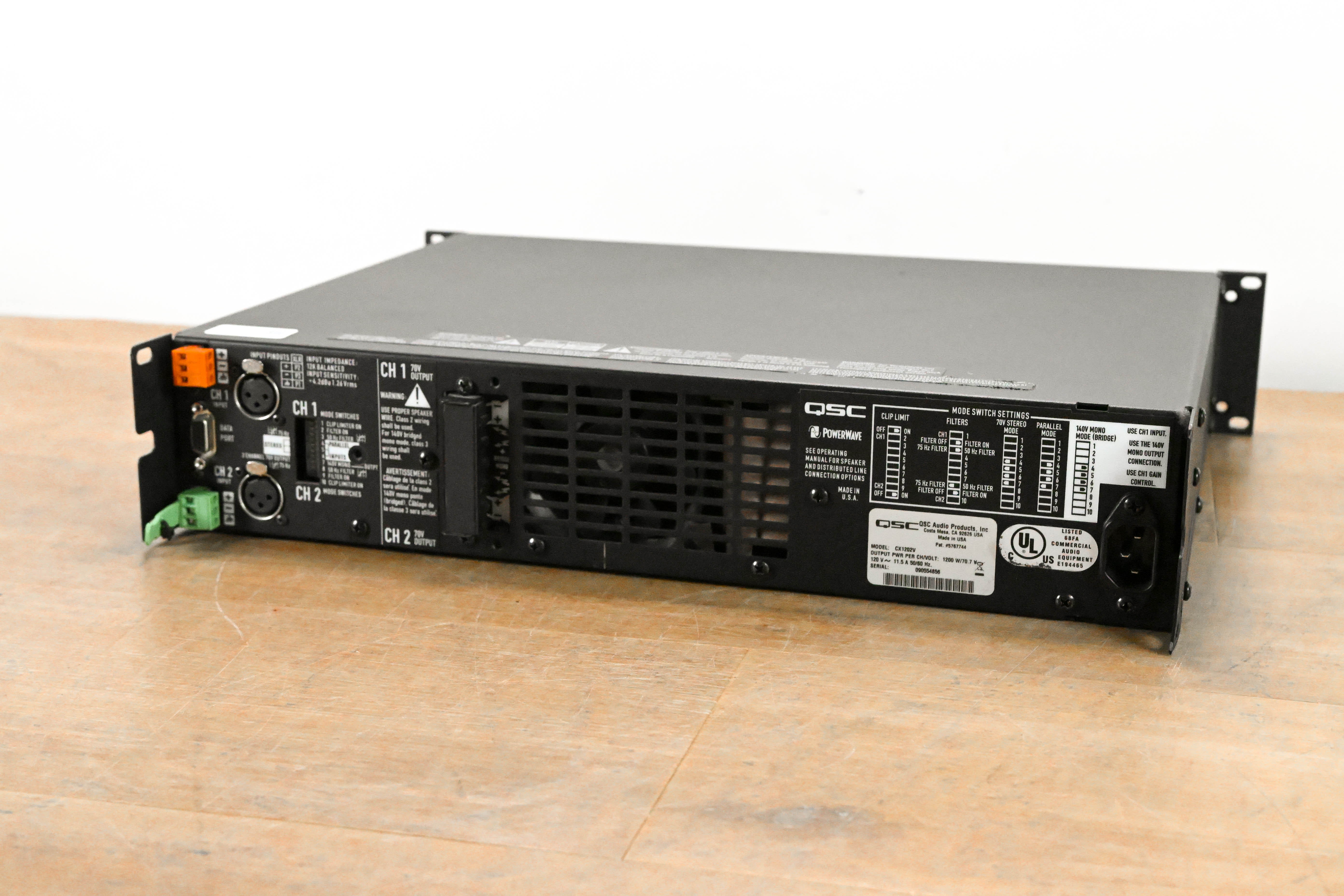 QSC CX1202V 1200W 70V 2-Channel Power Amplifier