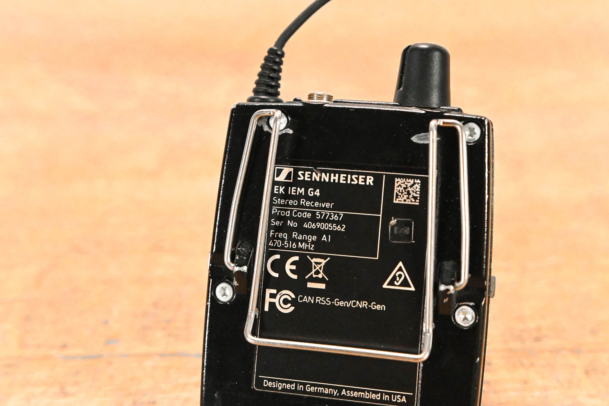 Sennheiser EK IEM G4 Wireless Bodypack Receiver - A1 Range: 470-516 MHz