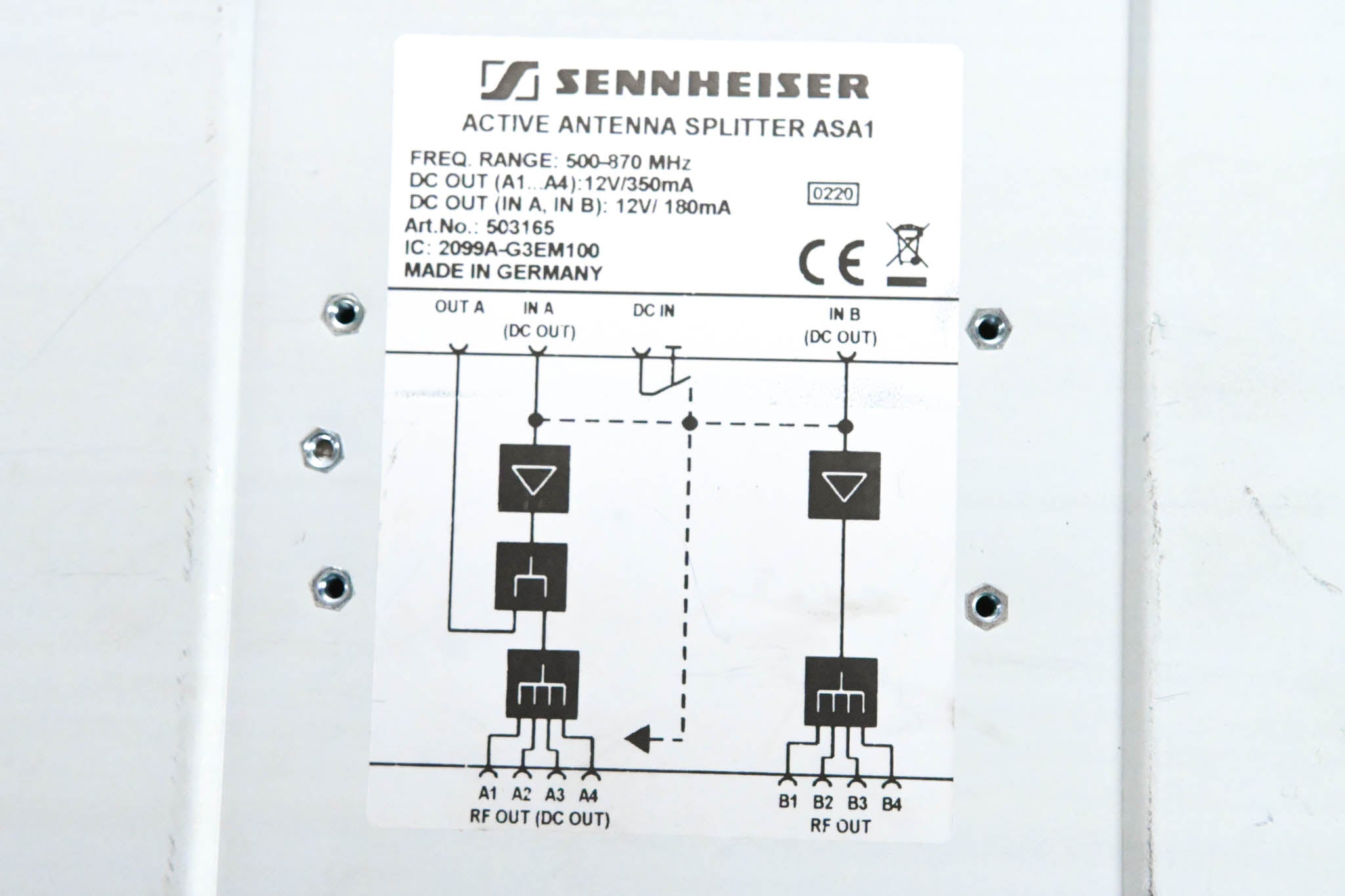 Sennheiser ASA 1 Active Antenna Splitter - 500-870 MHz (NO POWER SUPPLY)